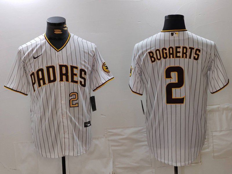 Men San Diego Padres #2 Bogaerts White Stripe Game 2024 Nike MLB Jersey style 3